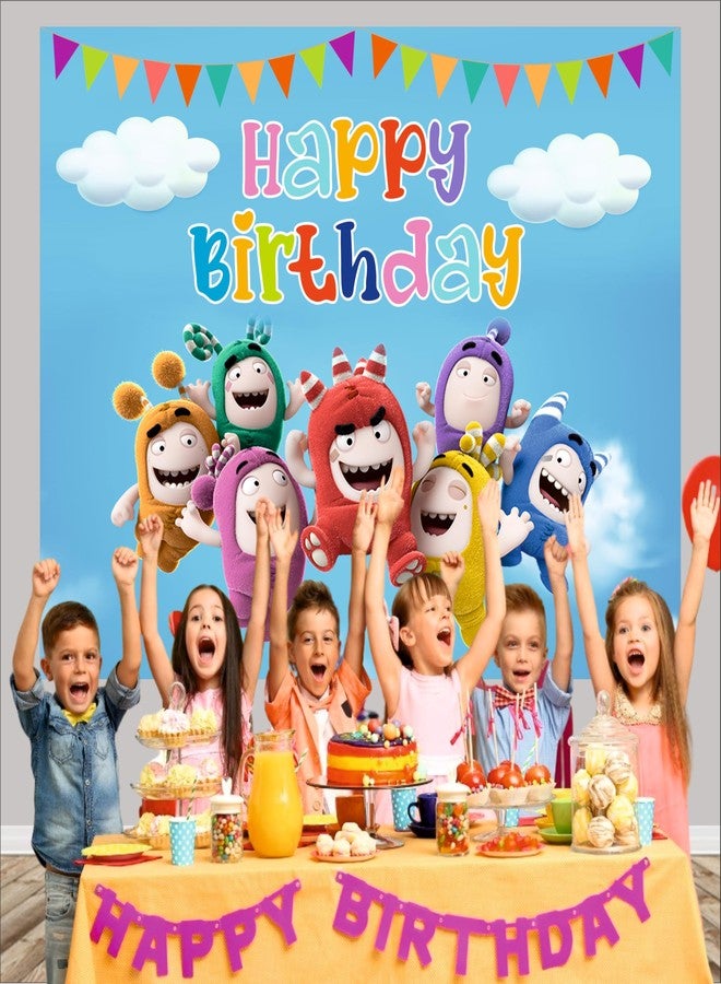 Party Baazaar Oddbods Birthday Backdrop 5x4 Ft | Backdrops for Decoration | Birthday Decoration Backdrop | Banner for Kids Theme Party - Image 5